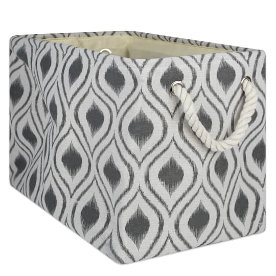 DII® Medium Rectangle Ikat Mineral Polyester Bin in Mineral Gray | 16" x 10" x 12" | Michaels®